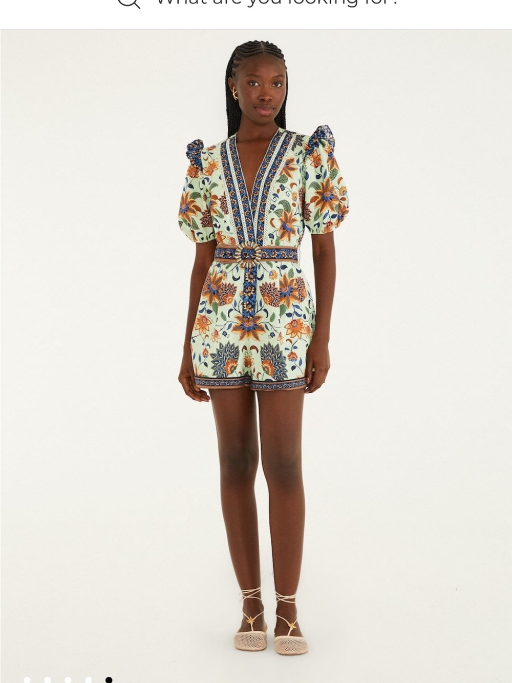$220 Farm Rio floral Delhi tapestry belted romper sz Small NWT 100% cotton Fall